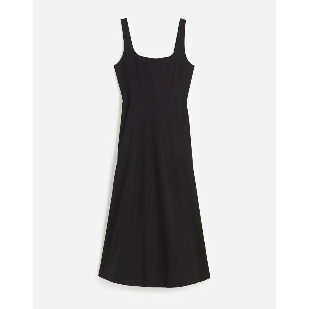 NWT Madewell Women's Seamed Square Neck Midi Dress in Black Size 14 - Picture 7 of 16